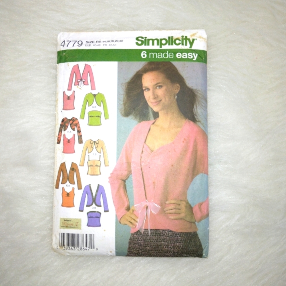 SIMPLICITY 4779 Sz 14-22 Misses Twin Sets For Knits, 6 Made Easy